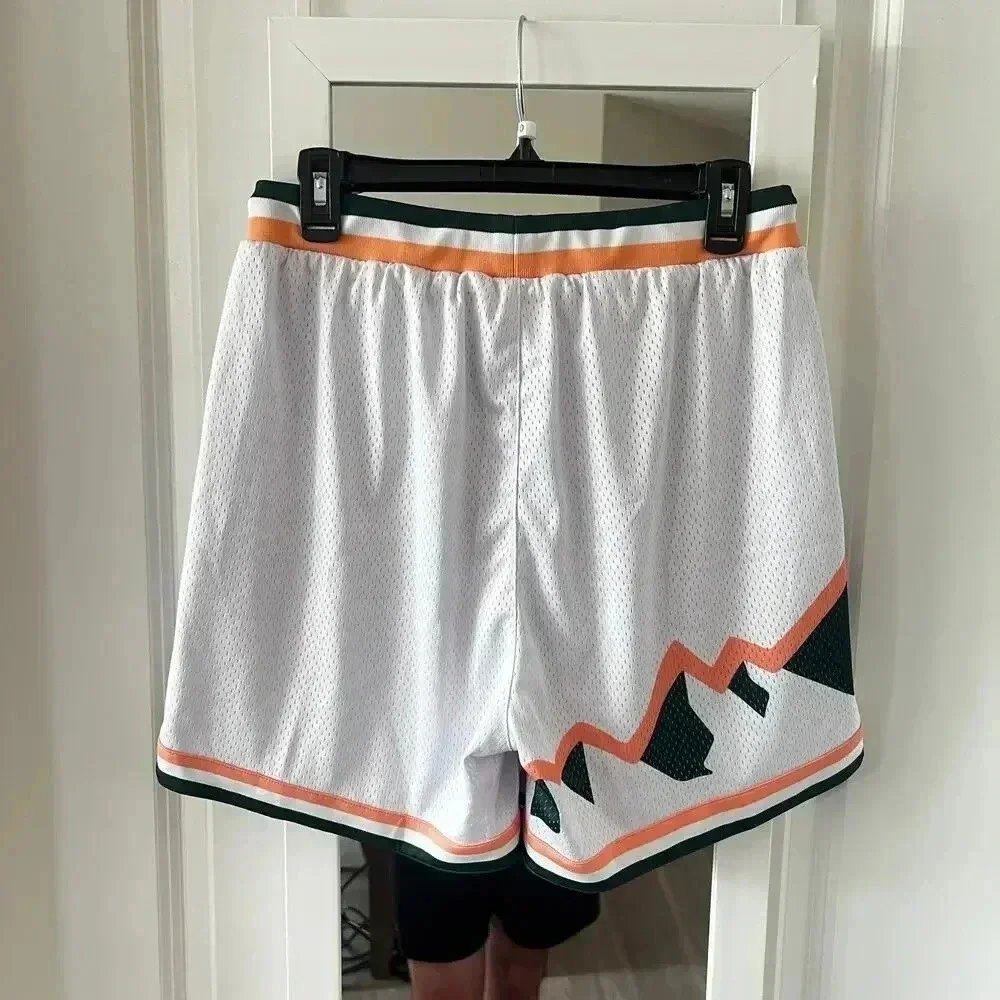 629 Kinetic Men's Mesh Athletic Shorts Size Medium Color White Green